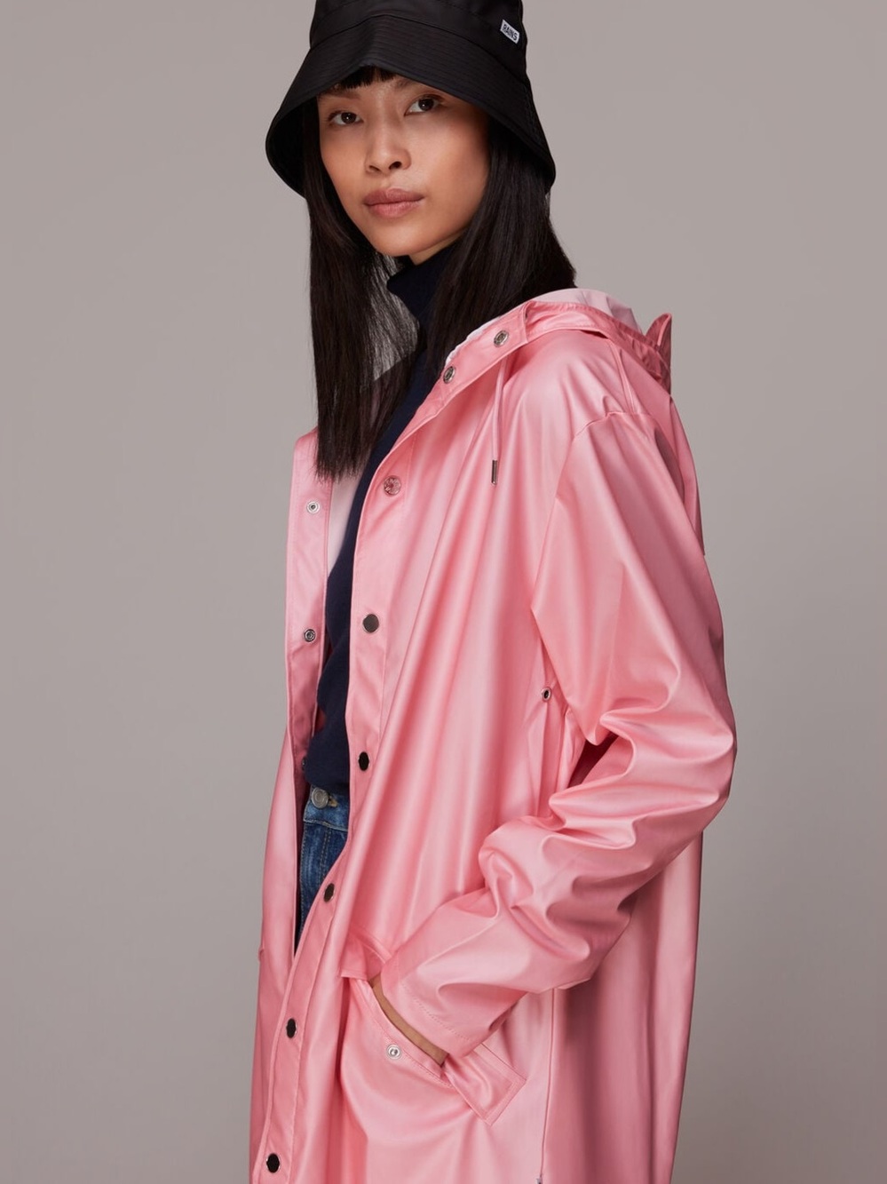 NWT RAINS Pink Sky Long Jacket Waterproof Unisex Rain Coat Medium M - Picture 5 of 16